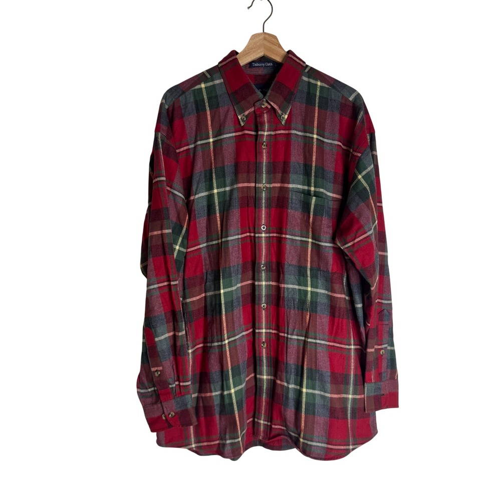Gant Men's Tisbury Cloth Plaid Flannel Button Down Shirt Red Large